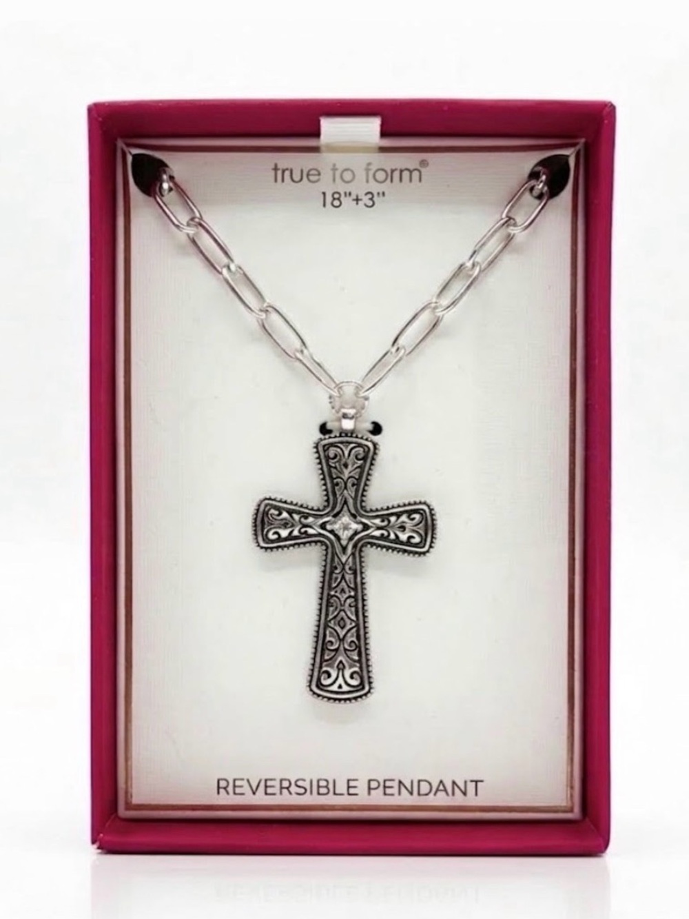 NWT ⚜️🩶⚜️ True to Form Reversible Cross Pendant Necklace